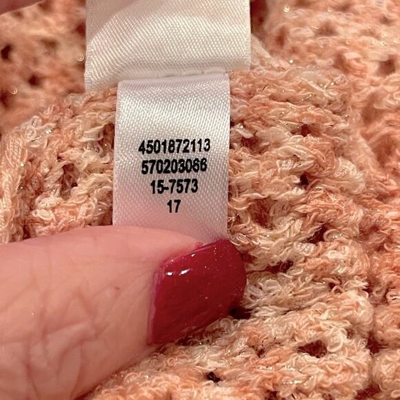 WHBM Peach Colored Fringe Pullover Sweater Size Medium (Runs Large) - Picture 10 of 11